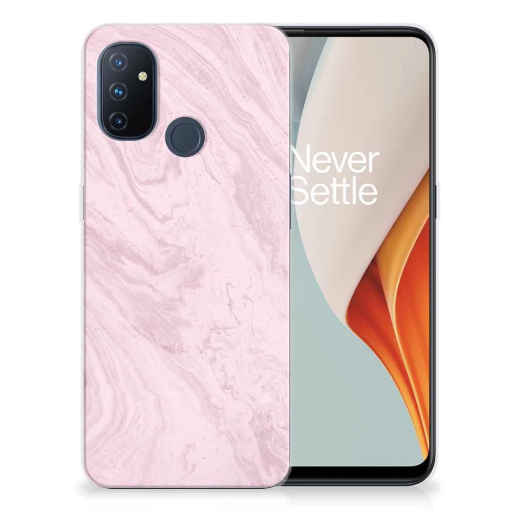 OnePlus Nord N100 TPU Siliconen Hoesje Marble Pink - Origineel Cadeau Vriendin