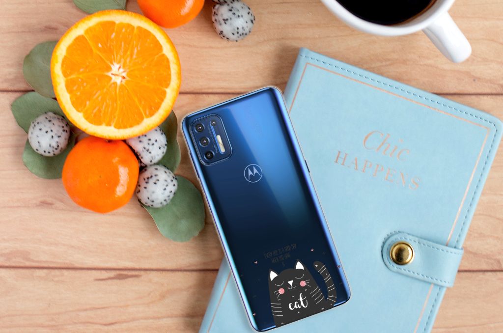 Motorola Moto G9 Plus Telefoonhoesje met Naam Cat Good Day