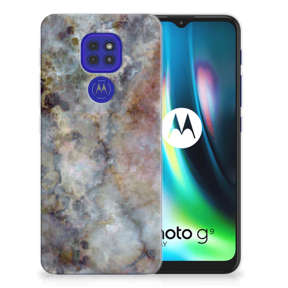 Motorola Moto G9 Play | E7 Plus TPU Siliconen Hoesje Marmer Grijs B2C Telecom