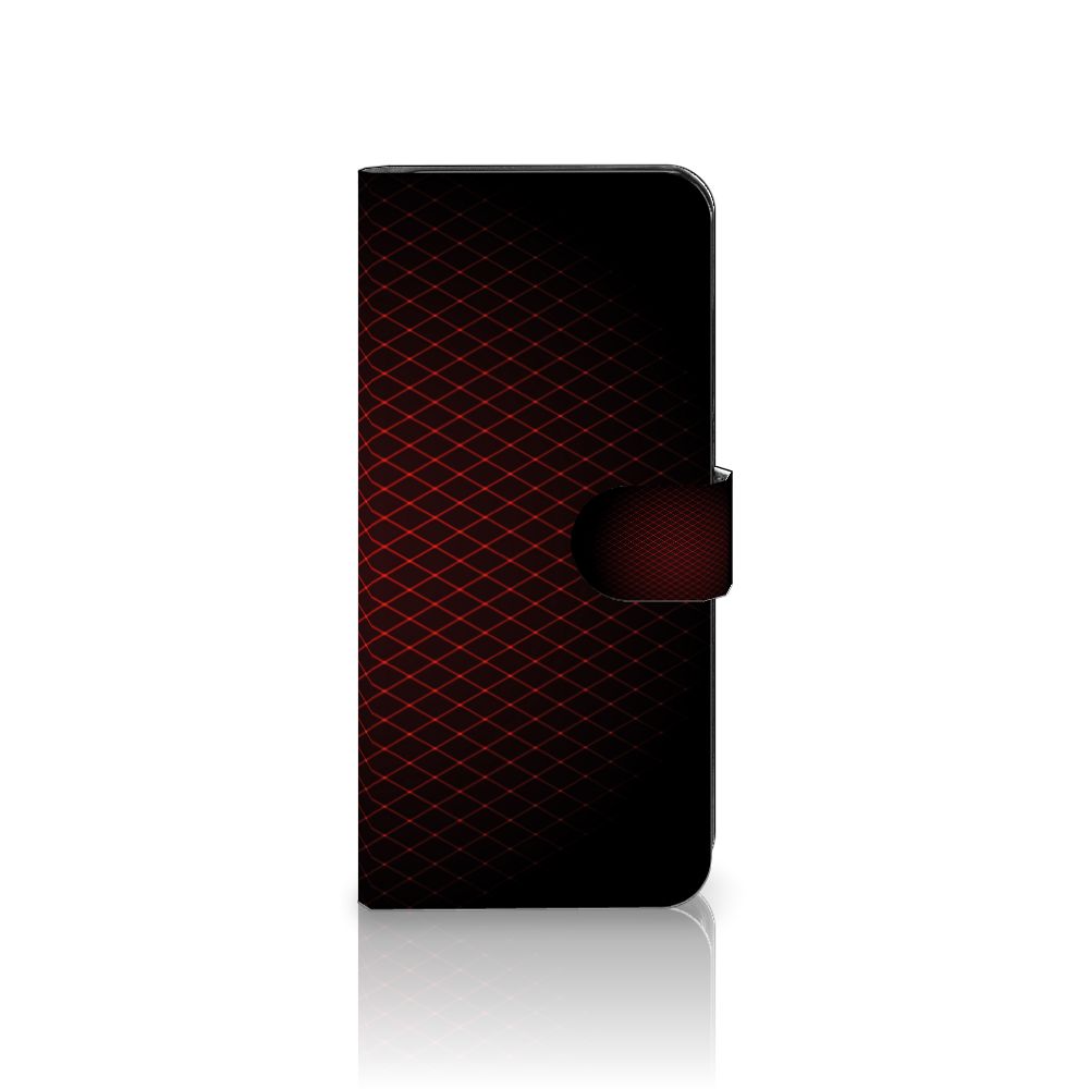 Motorola Edge 40 Telefoon Hoesje Geruit Rood met ruimte voor 3 pasjes in minimalistisch design.