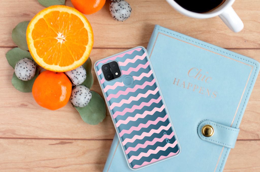 OPPO A15 TPU bumper Waves Roze B2C Telecom