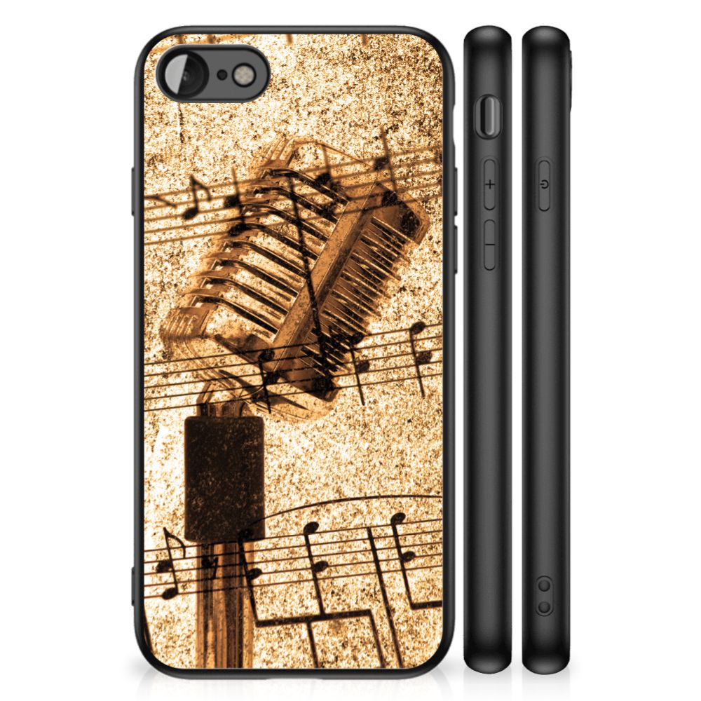 iPhone SE 2022 | SE 2020 | 7/8 Silicone Back Case Bladmuziek met vintage ontwerp en muzieknotatie.