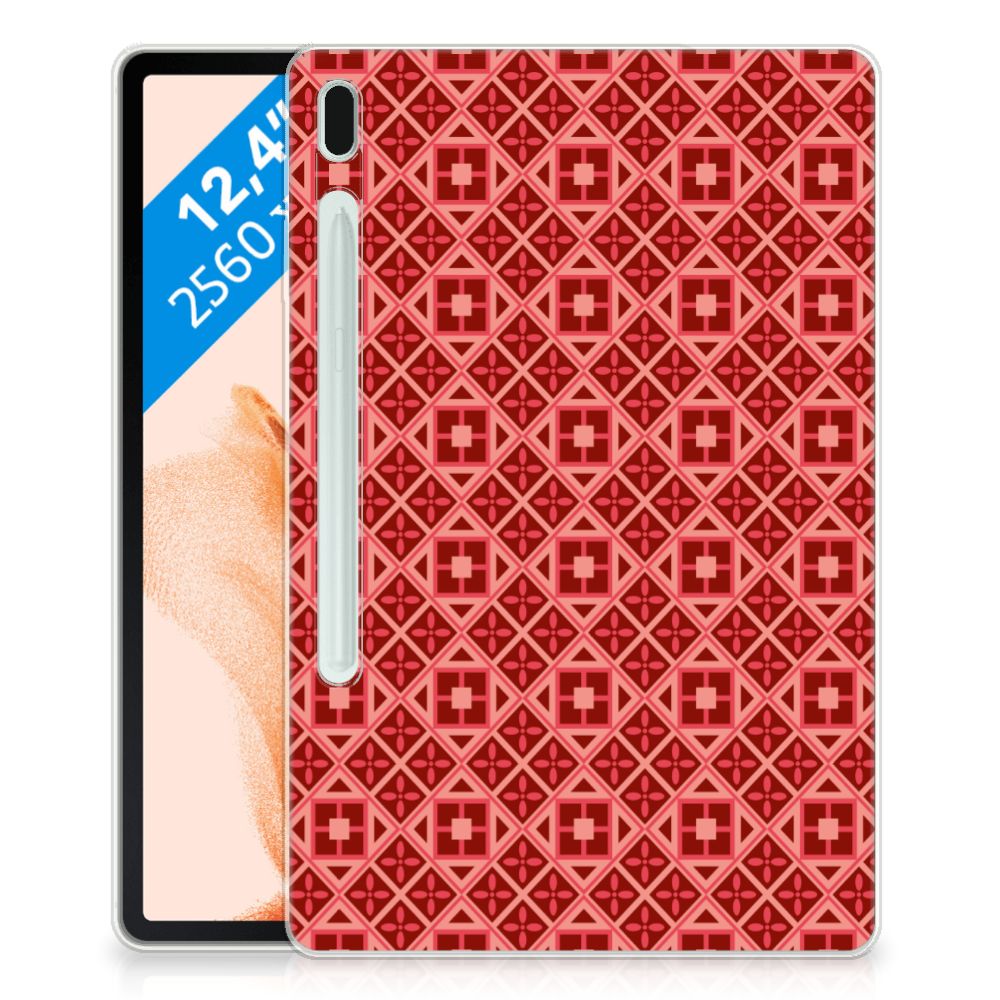Samsung Galaxy Tab S7FE Hippe Hoes Batik Rood - B2C Telecom