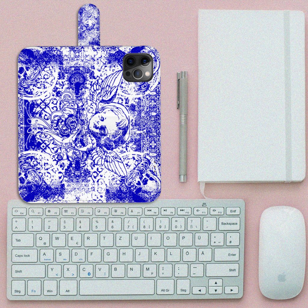 Telefoonhoesje met Naam Apple iPhone 12 Pro Max Angel Skull Blauw