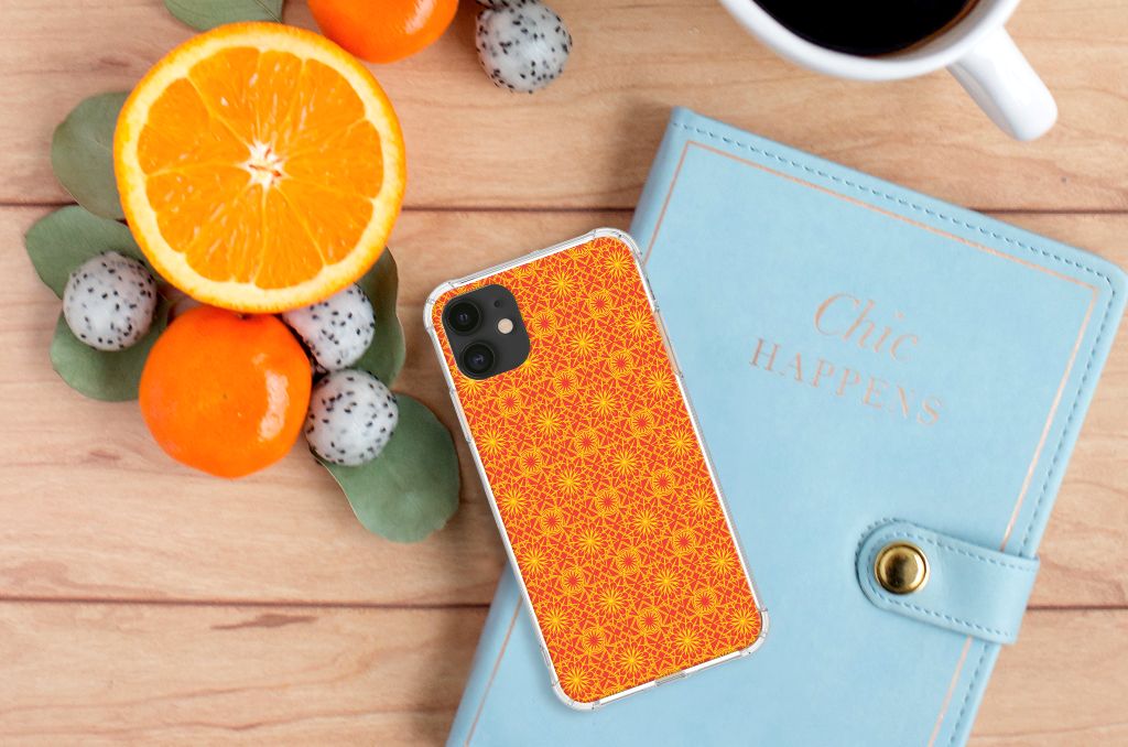 Apple iPhone 11 Doorzichtige Silicone Hoesje Batik Oranje