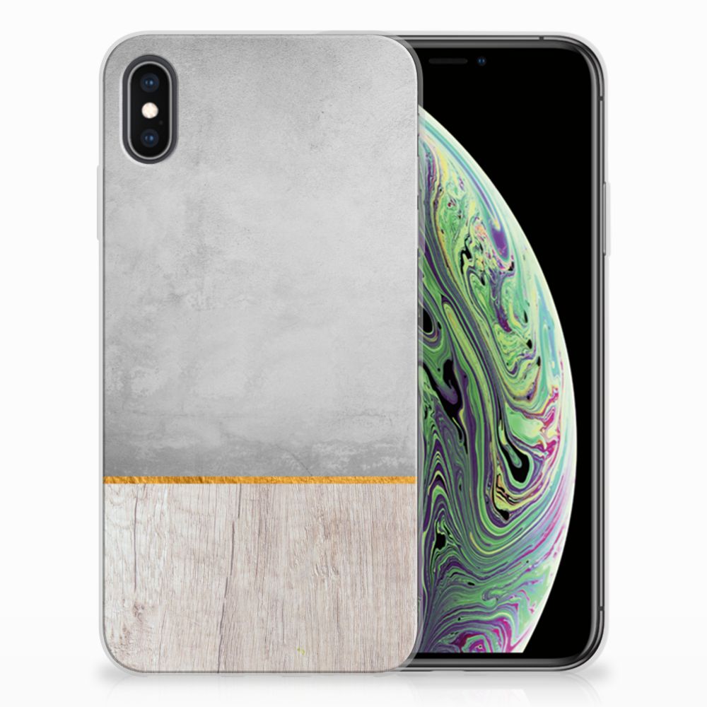 Apple iPhone Xs Max Bumper Hoesje Wood Concrete