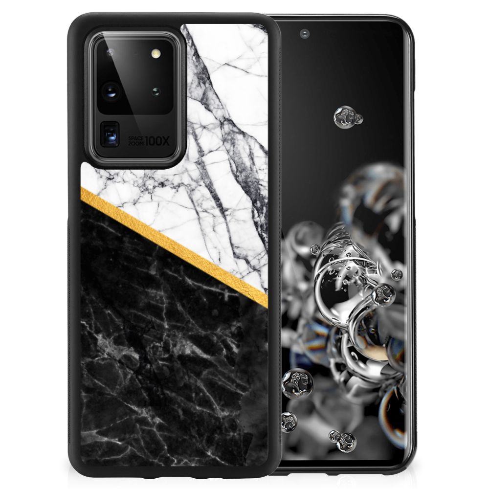 Samsung Galaxy S20 Ultra Gripcase Marmer Wit Zwart - Origineel Cadeau Man B2C Telecom