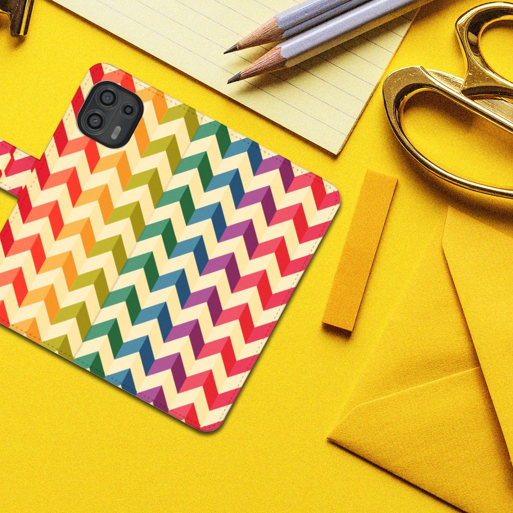 Motorola Edge 20 Lite Telefoon Hoesje Zigzag Multi Color