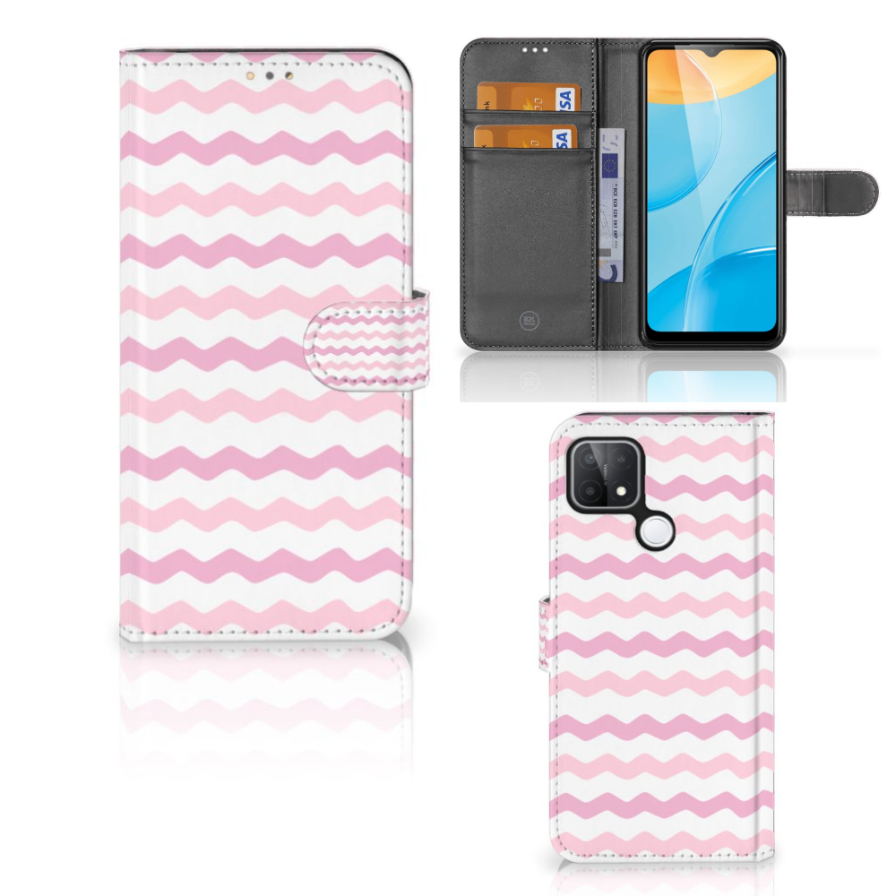 OPPO A15 Telefoon Hoesje Waves Roze