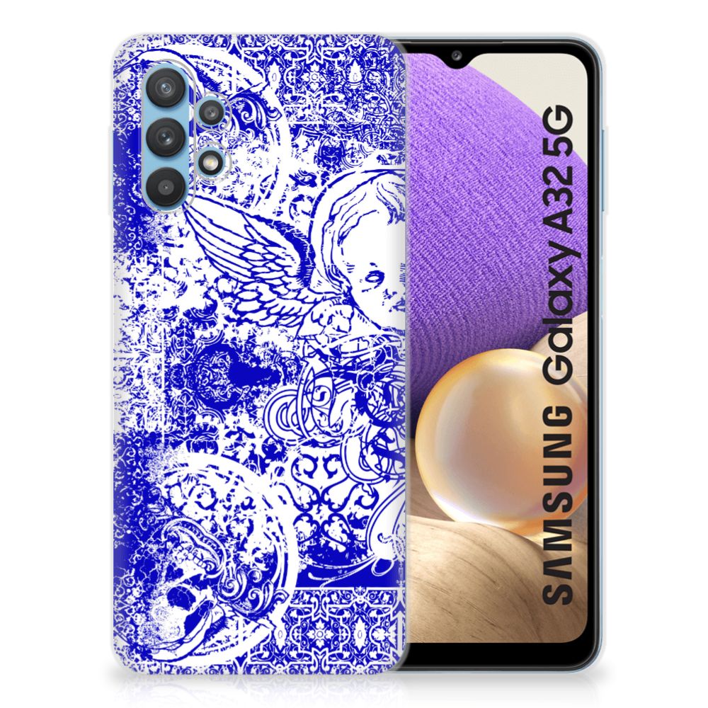 Silicone Back Case Samsung Galaxy A32 5G Angel Skull Blauw B2C Telecom