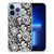 Apple iPhone 13 Pro TPU Case Black Flowers met een elegante bloemenprint op een zwart achtergrond.