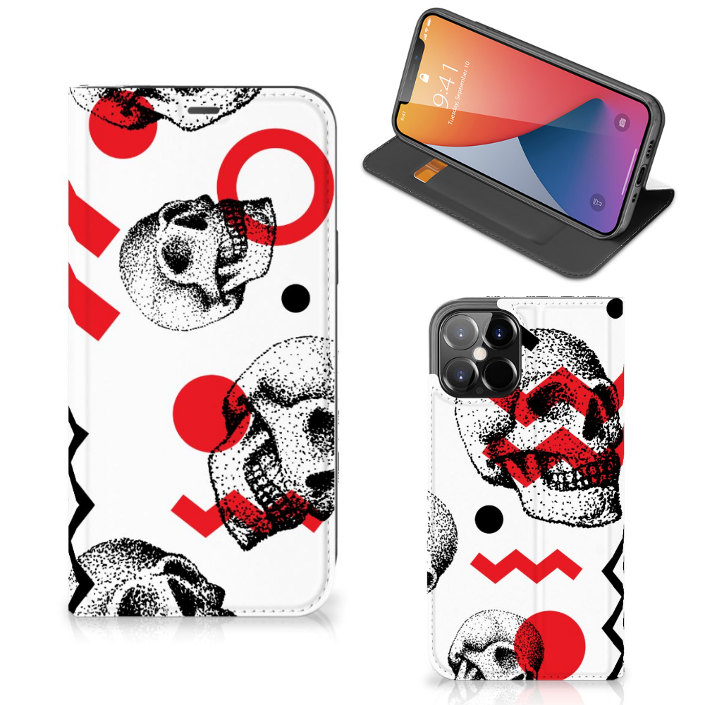 Mobiel BookCase iPhone 12 Pro Max Skull Red - B2C Telecom