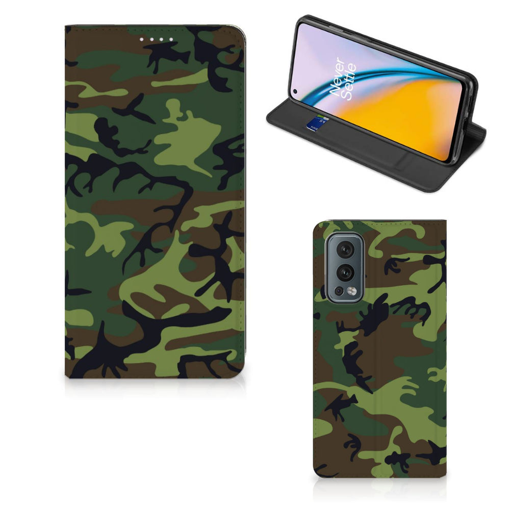 OnePlus Nord 2 5G Hoesje met Magneet Army Dark