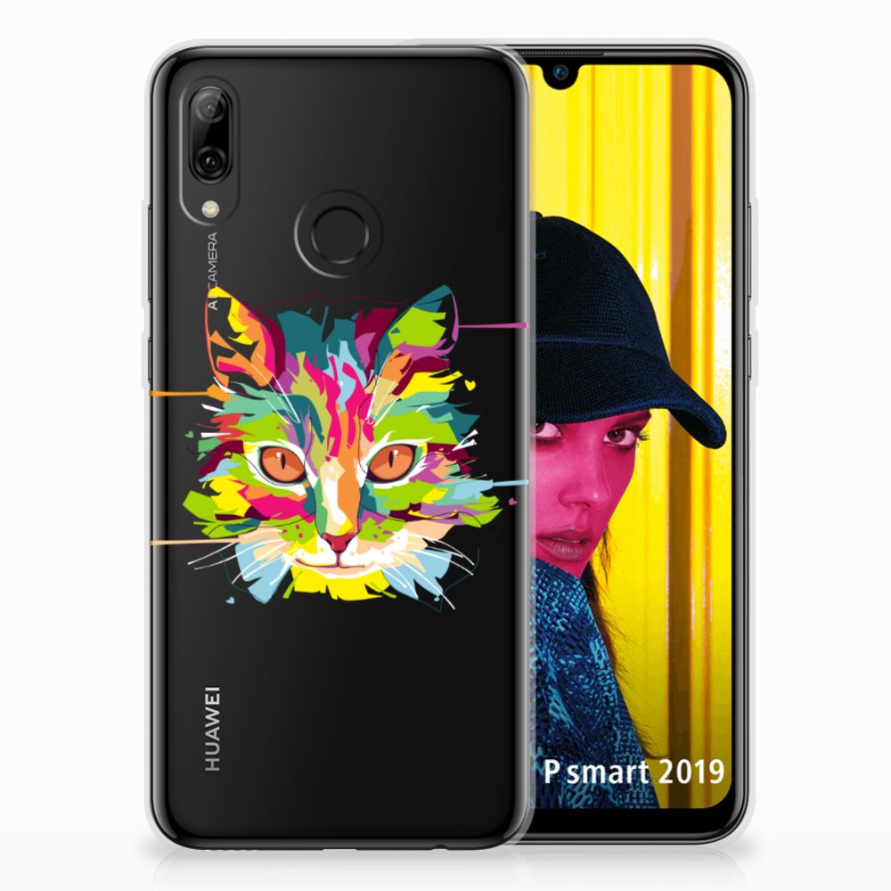 Huawei P Smart 2019 Telefoonhoesje met Naam Cat Color