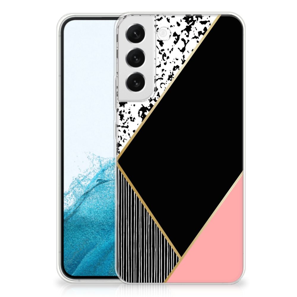 Samsung Galaxy S22 Plus TPU Hoesje Zwart Roze Vormen