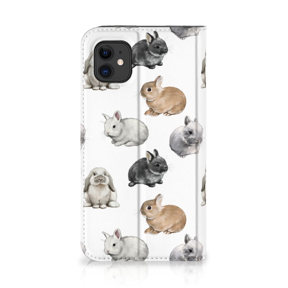 Hoesje maken voor Apple iPhone 11 Konijntjes met schattige konijnen in verschillende kleuren.