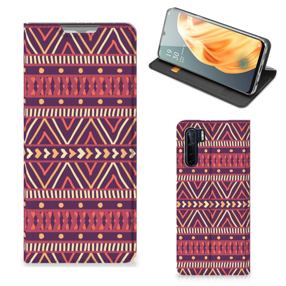 OPPO Reno3 | A91 Hoesje met Magneet Aztec Paars - B2C Telecom