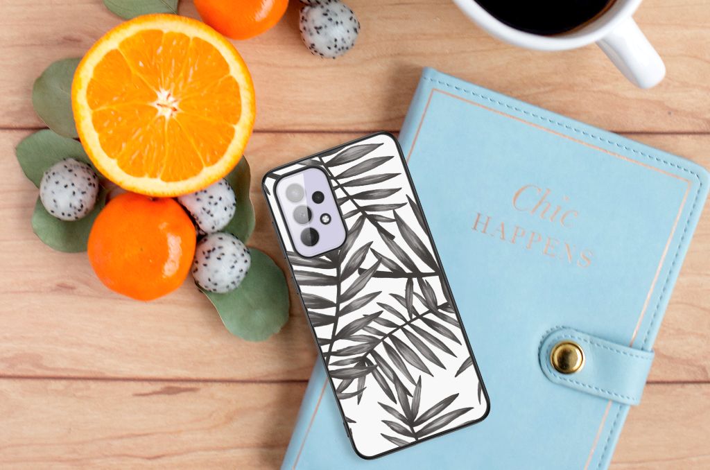 Samsung Galaxy A33 5G Bloemen Hoesje Leaves Grey B2C Telecom
