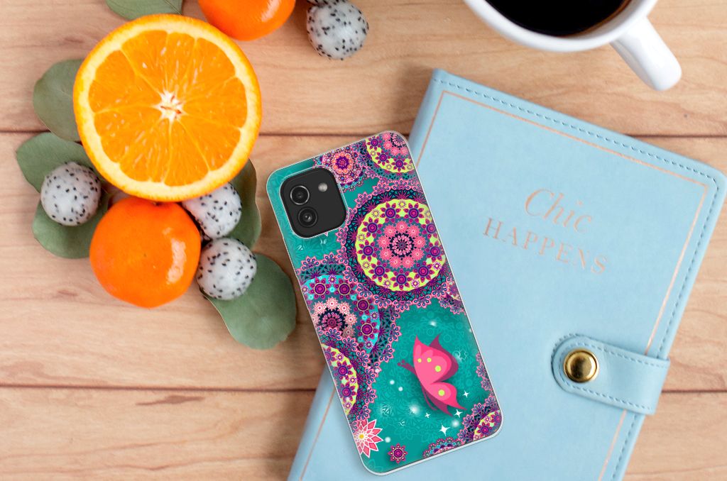 Samsung Galaxy A03 Hoesje maken Cirkels en Vlinders B2C Telecom