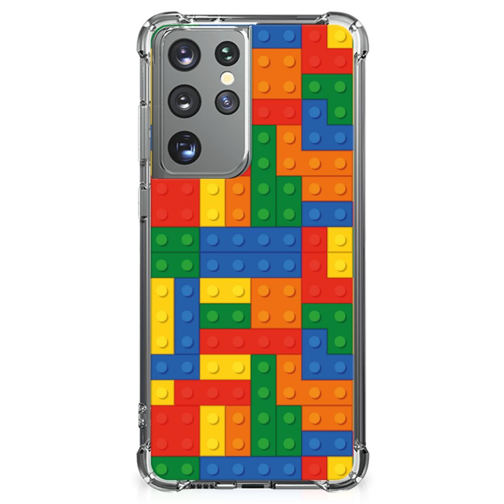 Samsung Galaxy S21 Ultra Doorzichtige Silicone Hoesje Blokken B2C Telecom