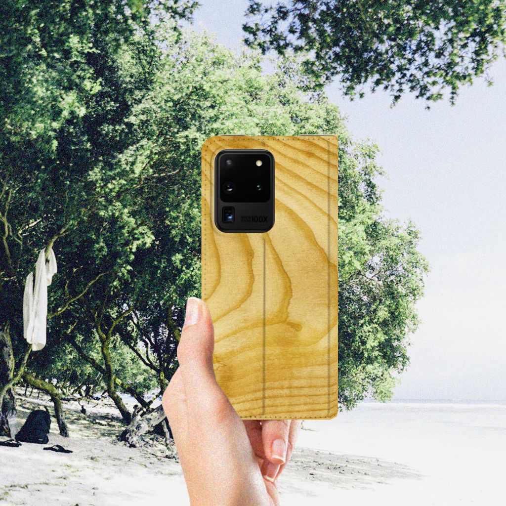 Samsung Galaxy S20 Ultra Book Wallet Case Licht Hout - B2C Telecom