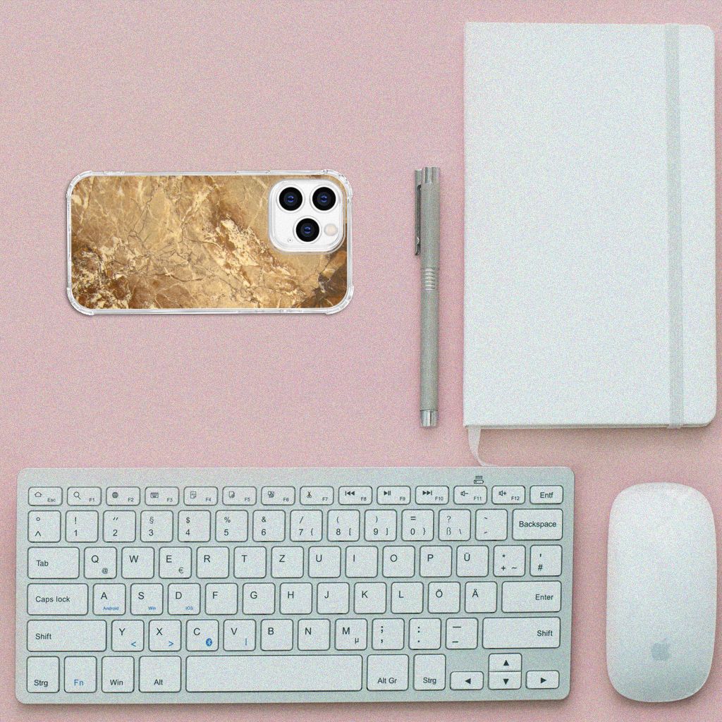 iPhone 14 Pro Anti-Shock Hoesje Marmer Creme B2C Telecom