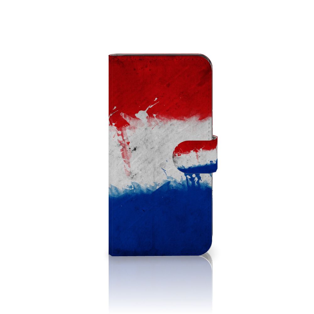 Google Pixel 8A Bookstyle Case Nederland met artistieke Nederlandse vlag in rood, wit en blauw.