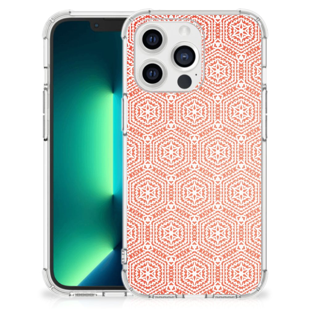 iPhone 13 Pro Max Doorzichtige Silicone Hoesje Pattern Orange - B2C Telecom
