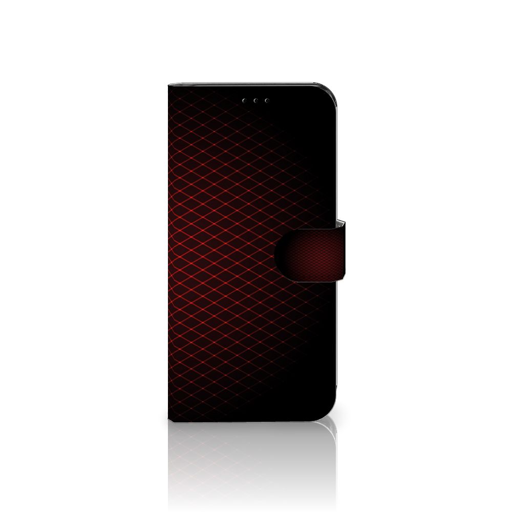 Google Pixel 7 Telefoon Hoesje Geruit Rood met een modern design en ruimte voor pasjes.