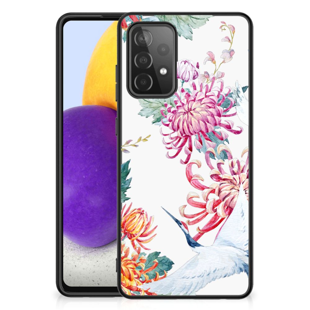 Samsung Galaxy A72 (5G/4G) Dierenprint Telefoonhoesje Bird Flowers