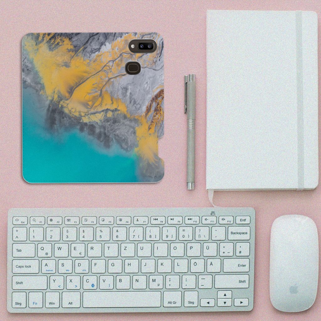 Samsung Galaxy A30 Standcase Marble Blue Gold