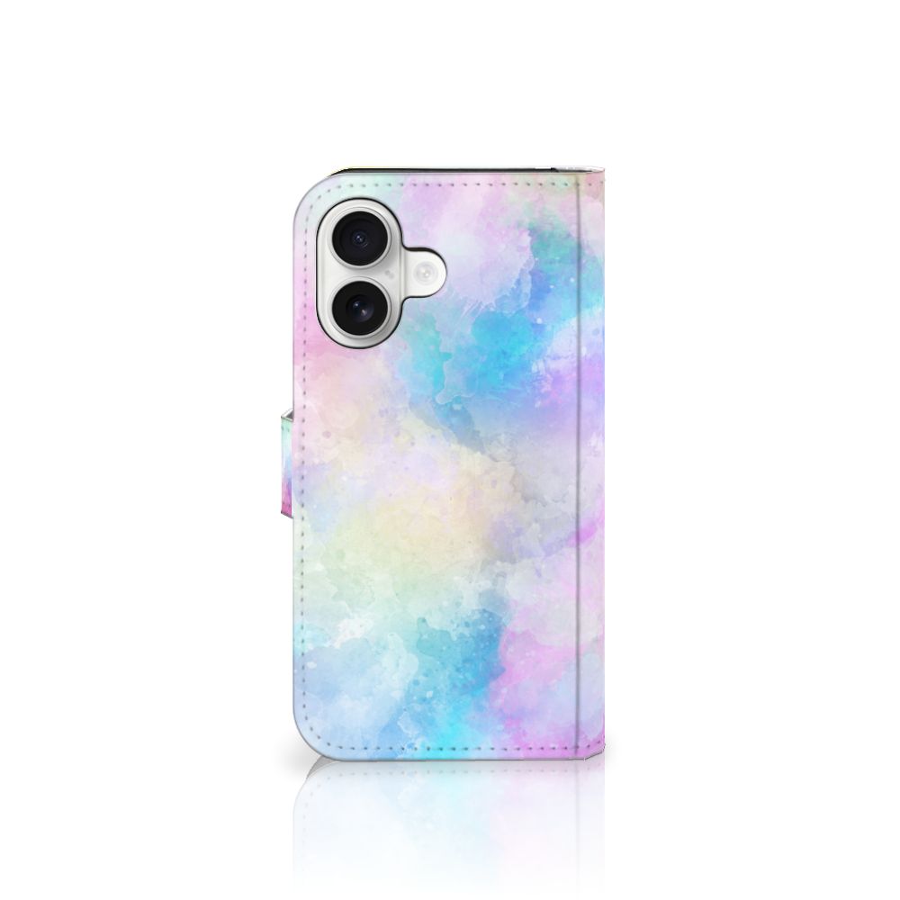 Hoesje iPhone 16 Watercolor Light met pastelkleuren en pasjeshouder in unieke watercolour stijl.