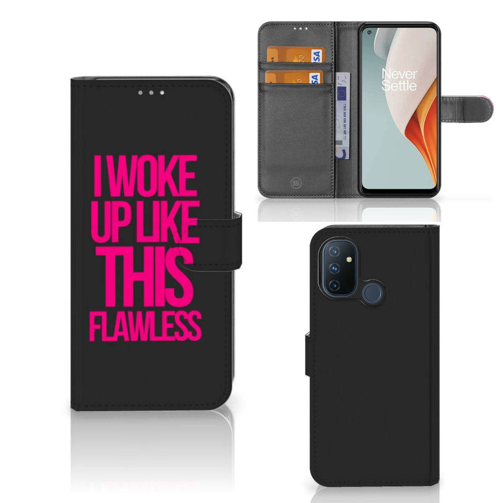 OnePlus Nord N100 Hoesje met naam Woke Up - Origineel Cadeau Zelf Maken