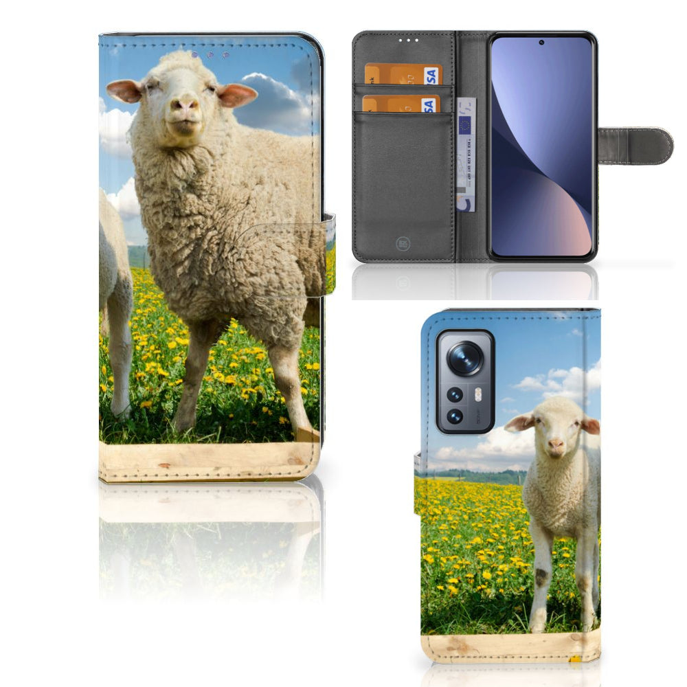 Xiaomi 12 | 12X Telefoonhoesje met Pasjes Schaap en Lammetje