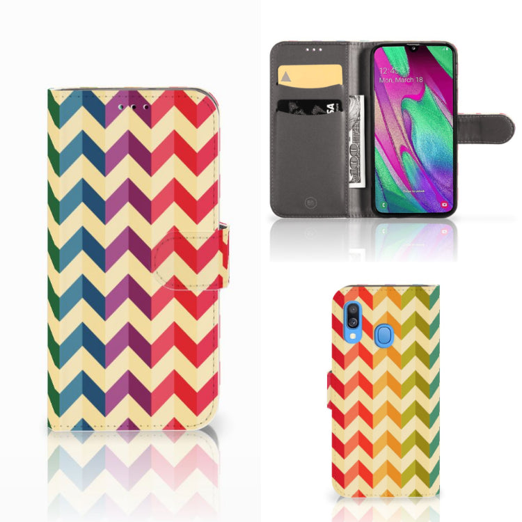 Samsung Galaxy A40 Telefoon Hoesje Zigzag Multi Color