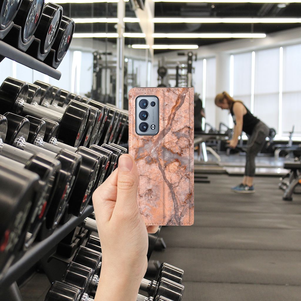 OPPO Reno 6 Pro Plus 5G Standcase Marmer Oranje - B2C Telecom
