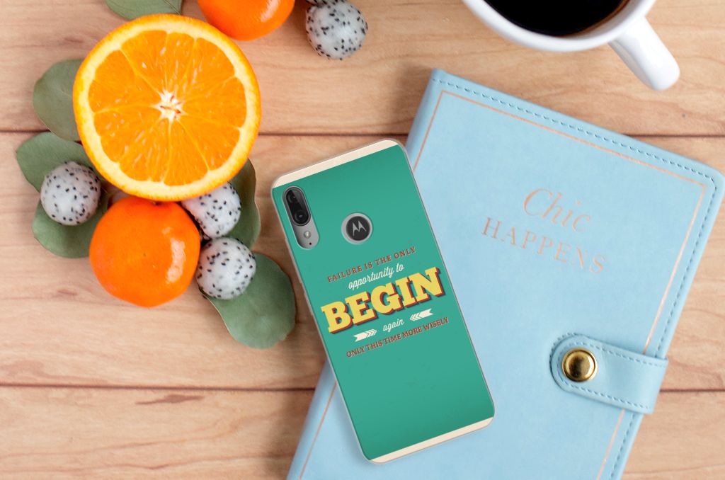 Motorola Moto E6 Plus Siliconen hoesje met naam Quote Begin