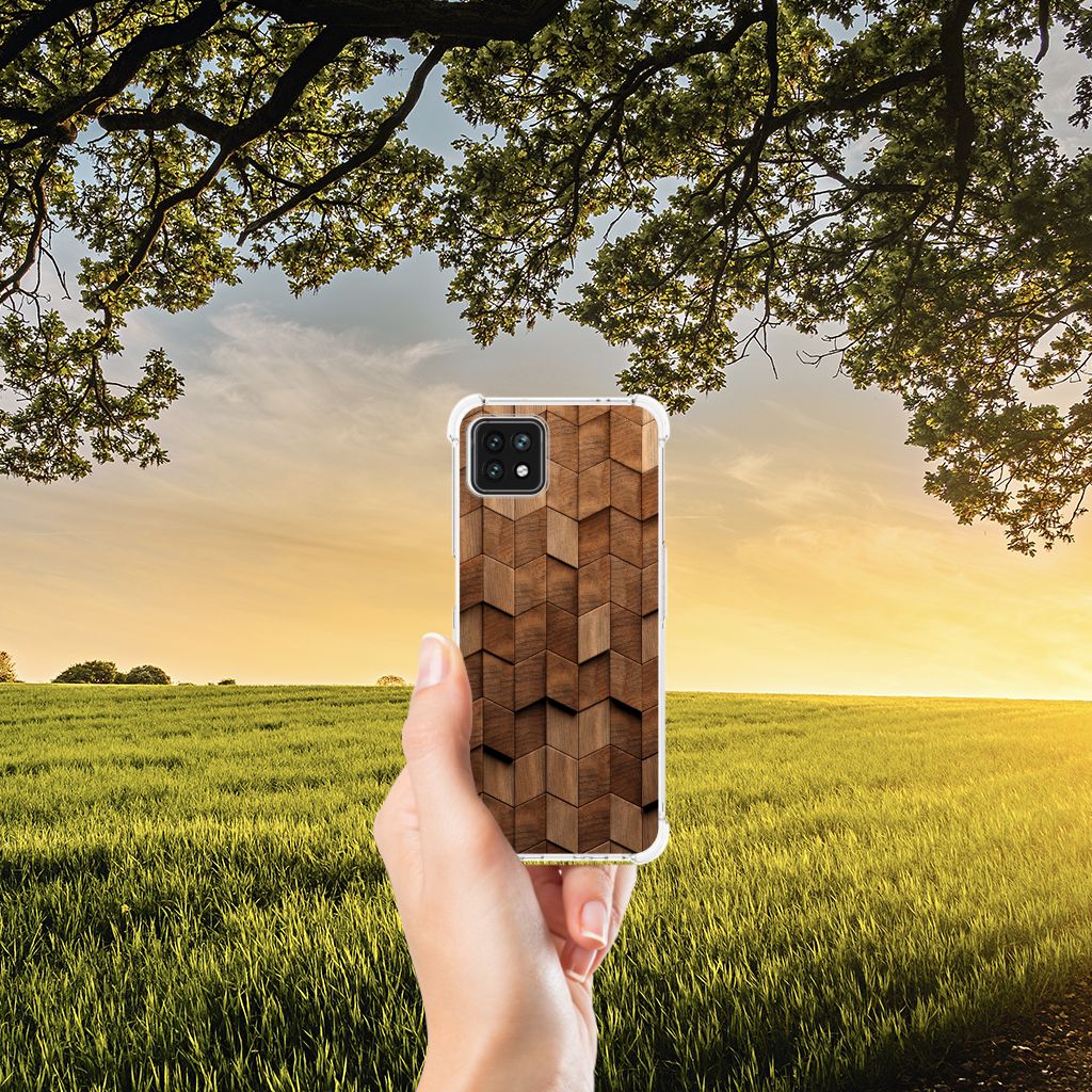 Stevig Telefoonhoesje voor OPPO A53 5G | A73 5G Wooden Cubes