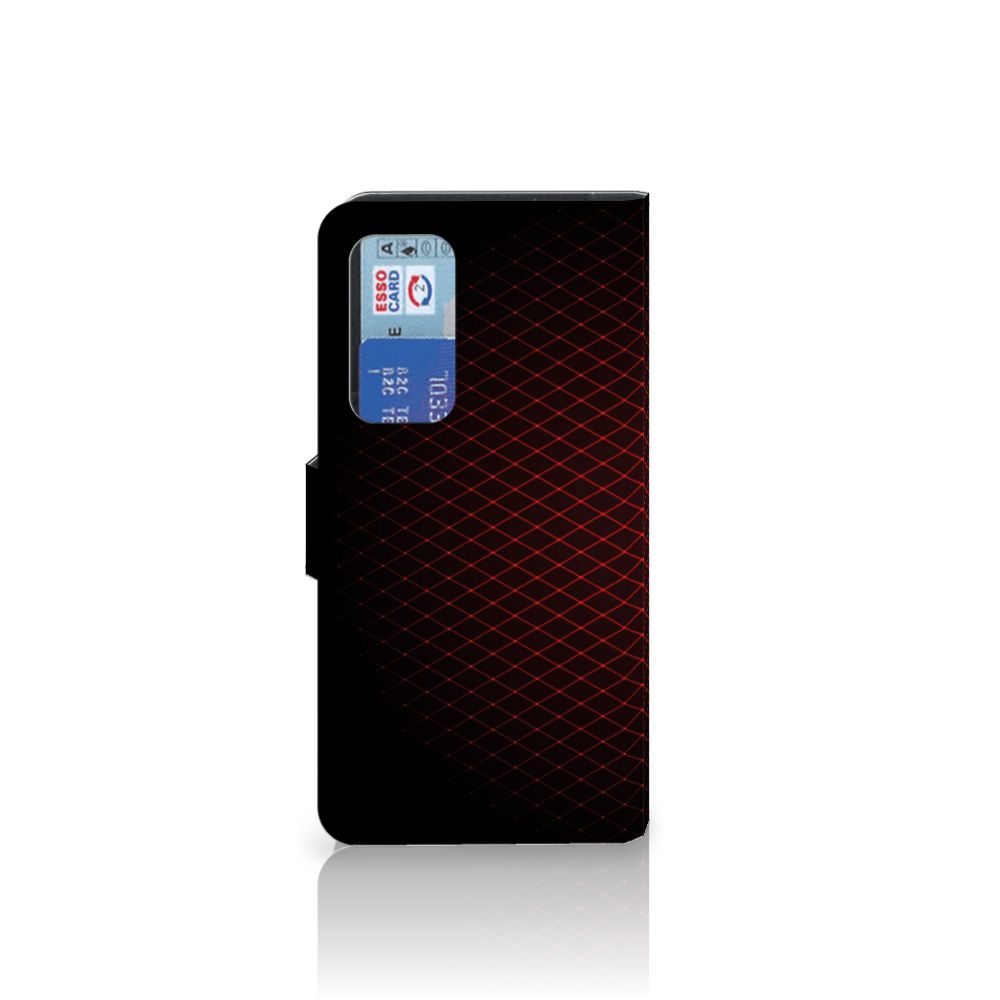 Huawei P40 Telefoon Hoesje Geruit Rood met ruimte voor 3 pasjes en opvallend design