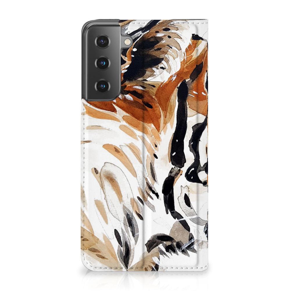 Bookcase Samsung Galaxy S21 Watercolor Tiger - B2C Telecom