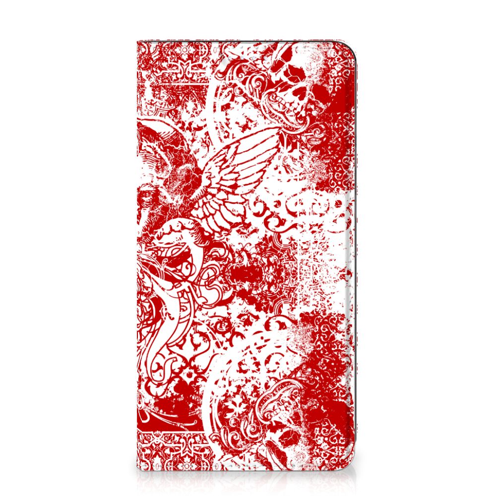 Mobiel BookCase Samsung Galaxy S20 FE Angel Skull Rood - B2C Telecom
