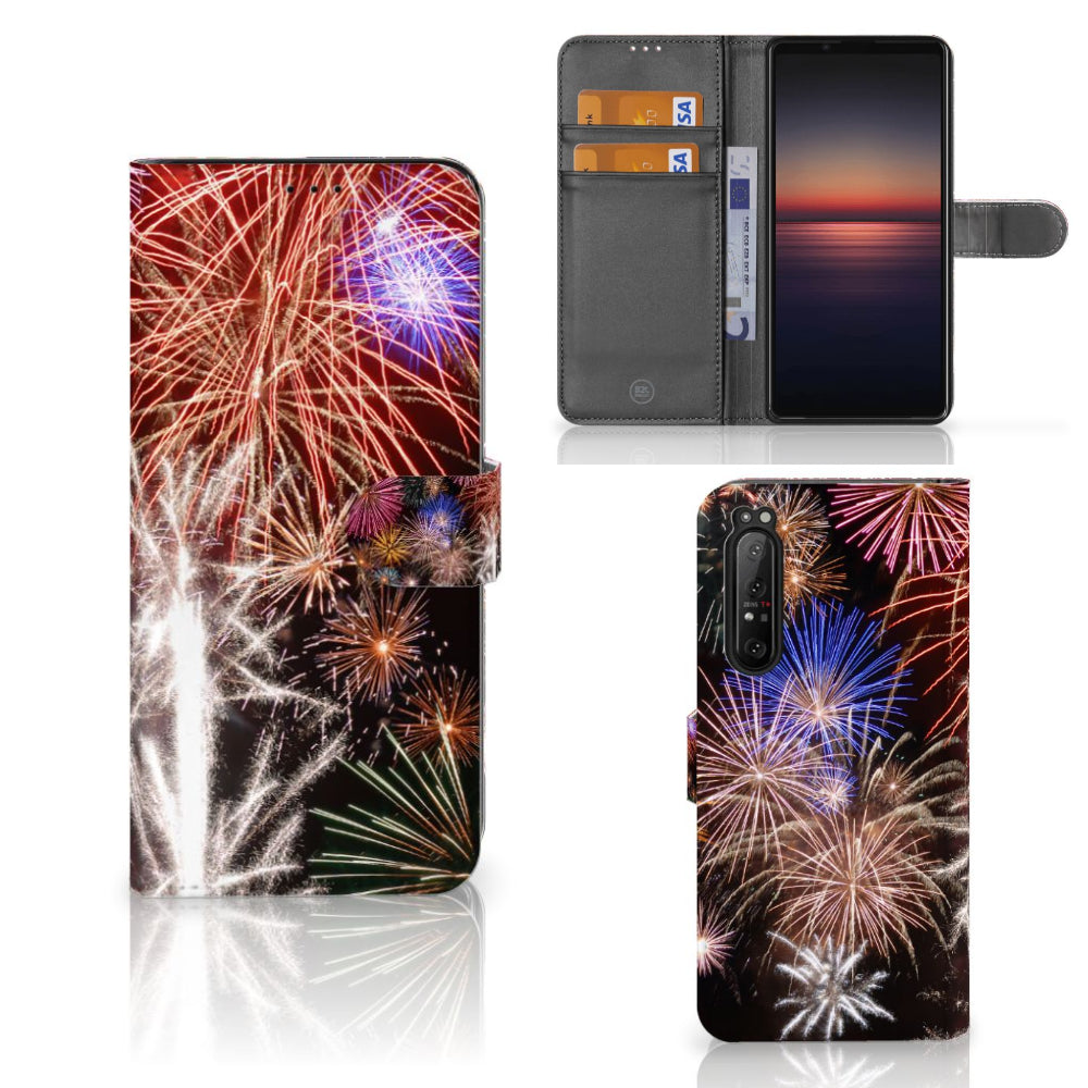 Sony Xperia 1 II Wallet Case met Pasjes Vuurwerk