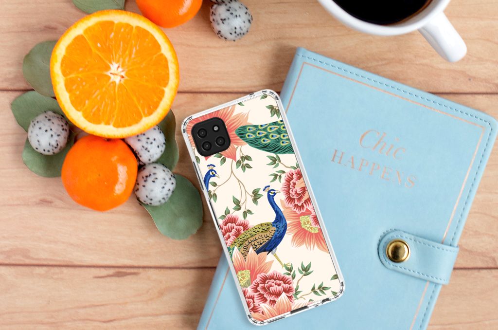 Case Anti-shock voor Samsung Galaxy A22 5G Pink Peacock B2C Telecom