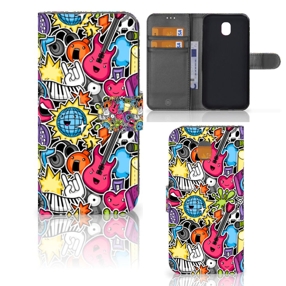 Samsung Galaxy J5 2017 Wallet Case met Pasjes Punk Rock