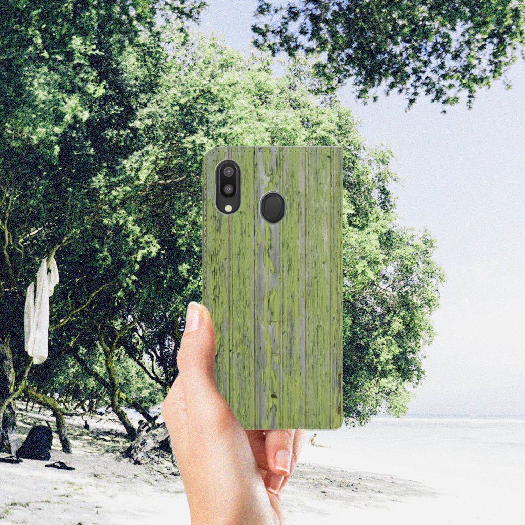 Samsung Galaxy M20 Book Wallet Case Green Wood