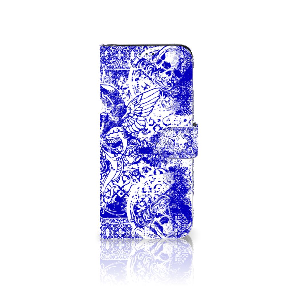 Telefoonhoesje met Naam Samsung Galaxy A30 Angel Skull Blauw
