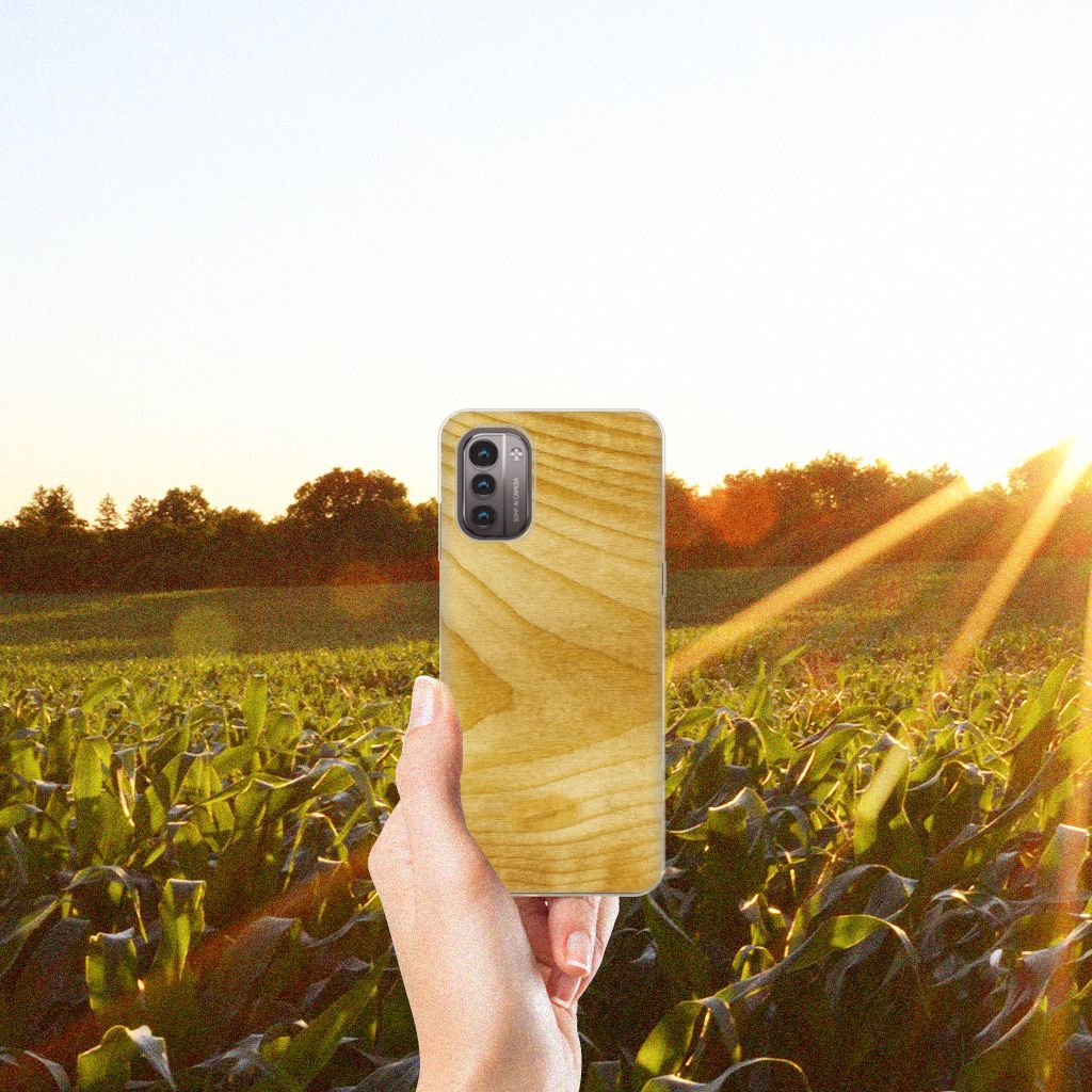 Nokia G21 | G11 Bumper Hoesje Licht Hout