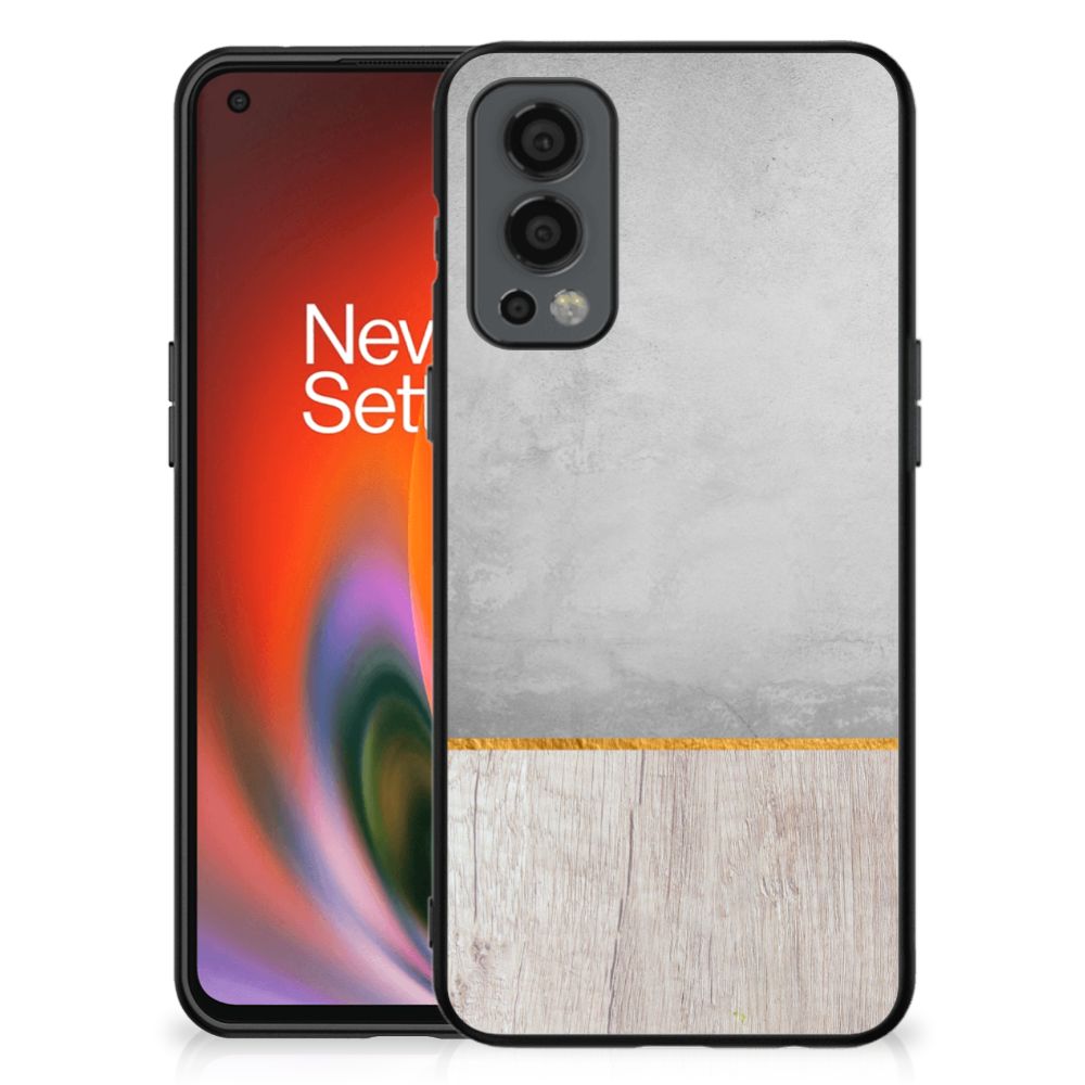 OnePlus Nord 2 Houten Print Telefoonhoesje Wood Concrete