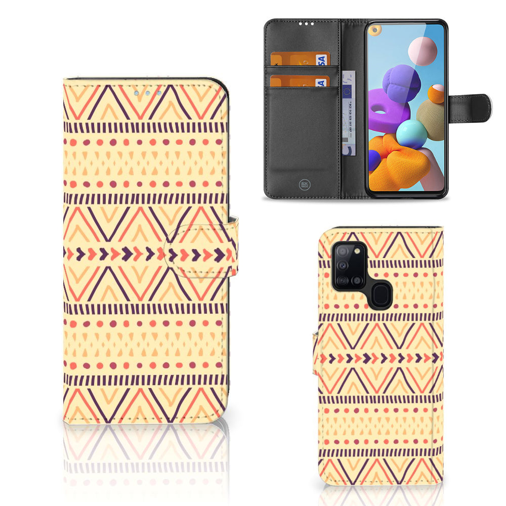 Samsung Galaxy A21s Telefoon Hoesje Aztec Yellow