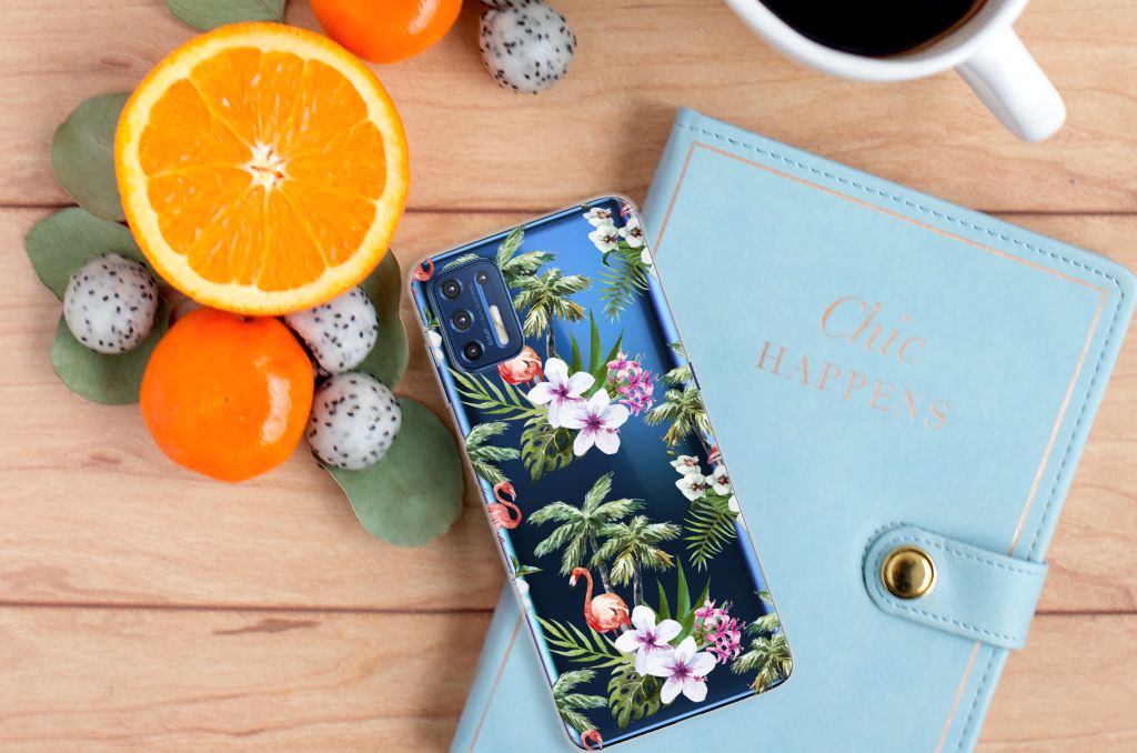 Motorola Moto G9 Plus TPU Hoesje Flamingo Palms B2C Telecom